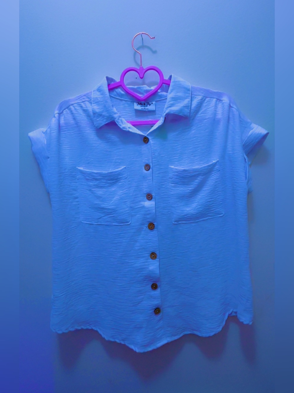 Light Blue Short-Sleeve Button Front Shirt - Kids